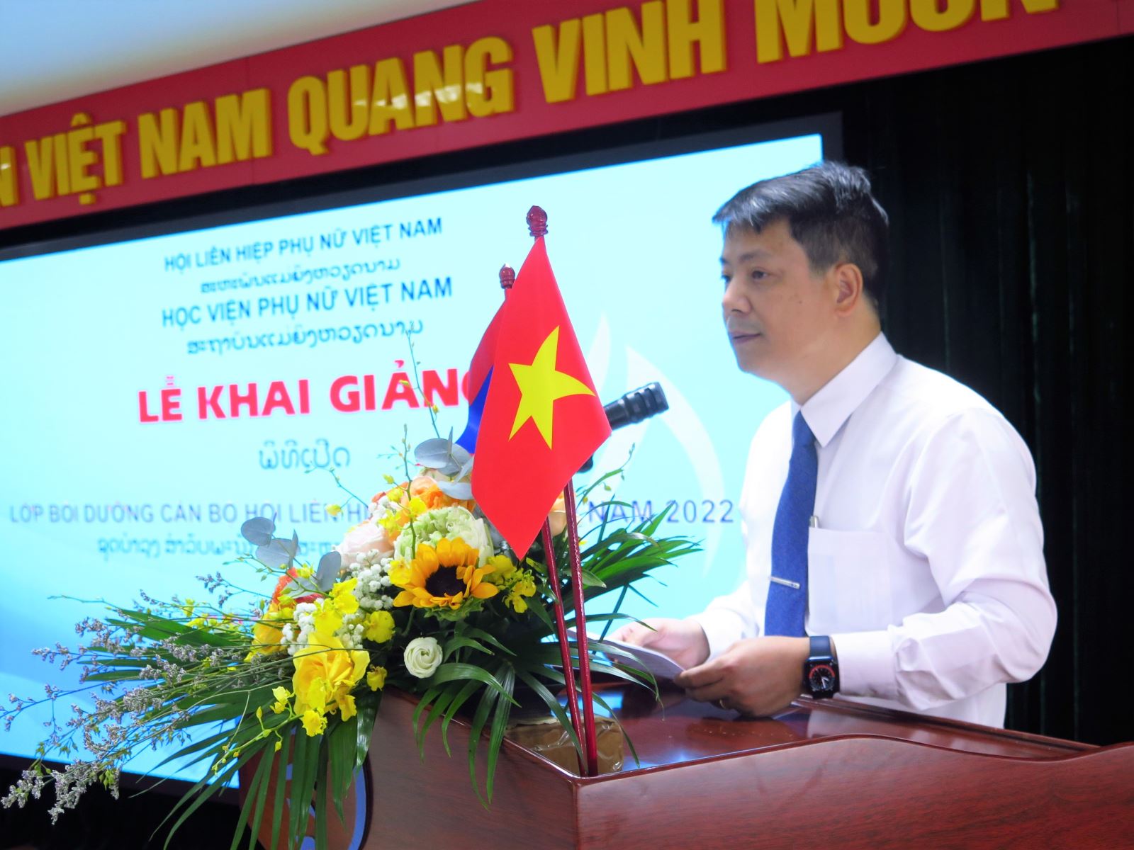 Phát biểu khai giảng Lớp bồi dưỡng cán bộ Hội LHPN Lào năm 2022